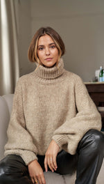 LEIA ROLL NECK SWEATER - OATMEAL