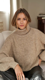 LEIA ROLL NECK SWEATER - OATMEAL