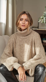 LEIA ROLL NECK SWEATER - OATMEAL