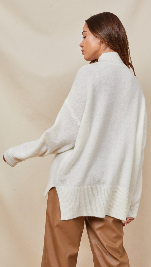 MATILDE MOCK NECK SWEATER - IVORY