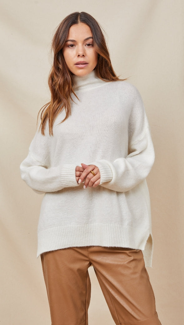 MATILDE MOCK NECK SWEATER - IVORY