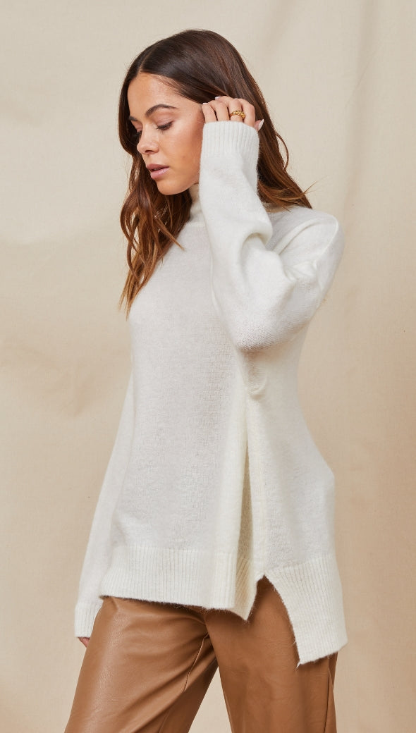 MATILDE MOCK NECK SWEATER - IVORY