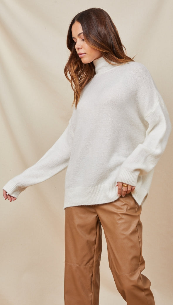 MATILDE MOCK NECK SWEATER - IVORY
