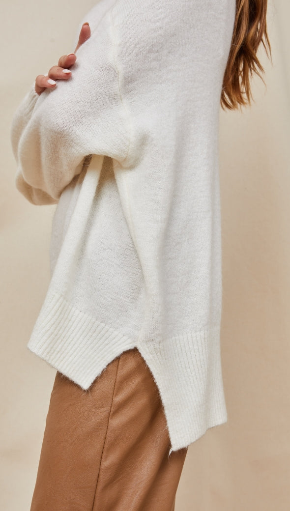 MATILDE MOCK NECK SWEATER - IVORY