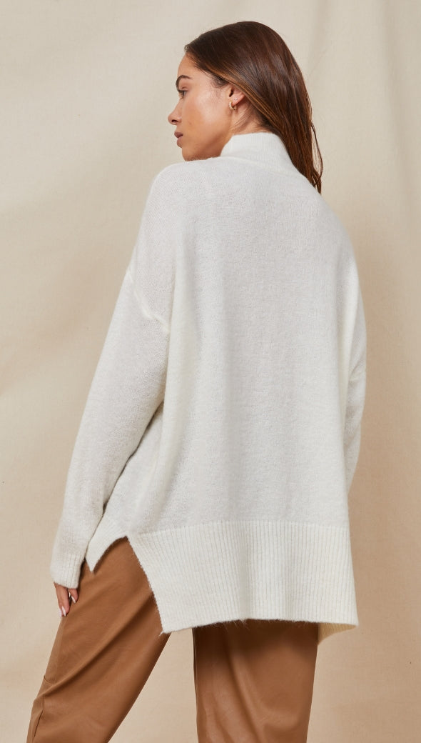 MATILDE MOCK NECK SWEATER - IVORY