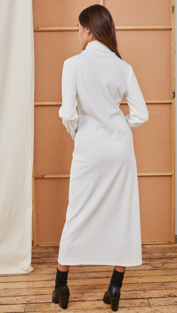 LENI RIBBED DRESS - IVORY
