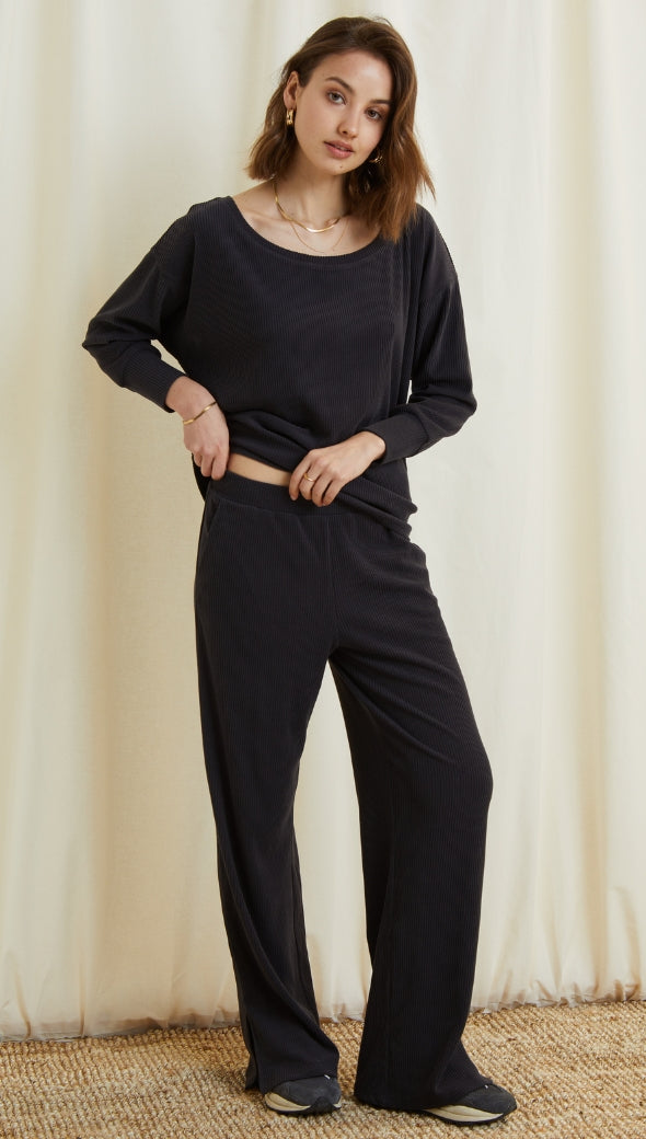 LEONA RIBBED TROUSERS - SLATE