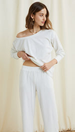 LEONA RIBBED TROUSERS - IVORY