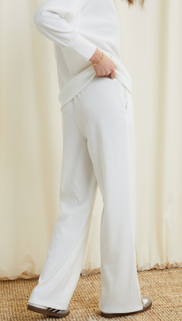 LEONA RIBBED TROUSERS - IVORY