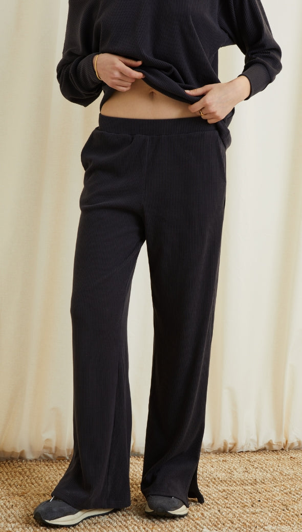 LEONA RIBBED TROUSERS - SLATE
