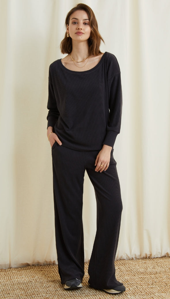 LEONA RIBBED TROUSERS - SLATE