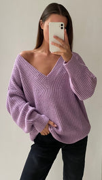 PETRA V-NECK SWEATER - LILAC