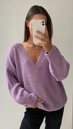 PETRA V-NECK SWEATER - LILAC