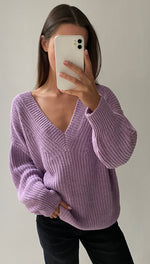 PETRA V-NECK SWEATER - LILAC