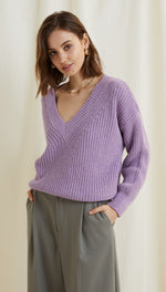 PETRA V-NECK SWEATER - LILAC
