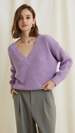 PETRA V-NECK SWEATER - LILAC