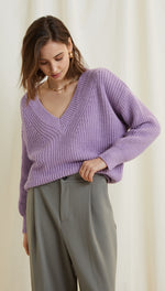 PETRA V-NECK SWEATER - LILAC