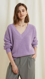 PETRA V-NECK SWEATER - LILAC