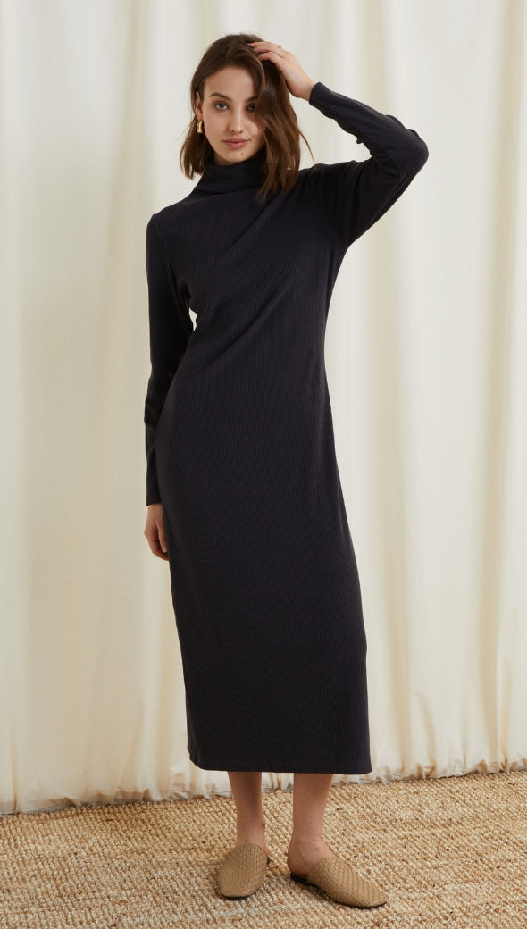 Leni Ribbed Dress - Slate