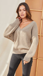 PETRA V-NECK SWEATER - TAUPE