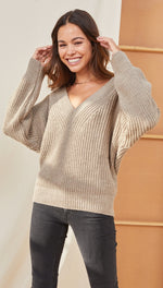 PETRA V-NECK SWEATER - TAUPE