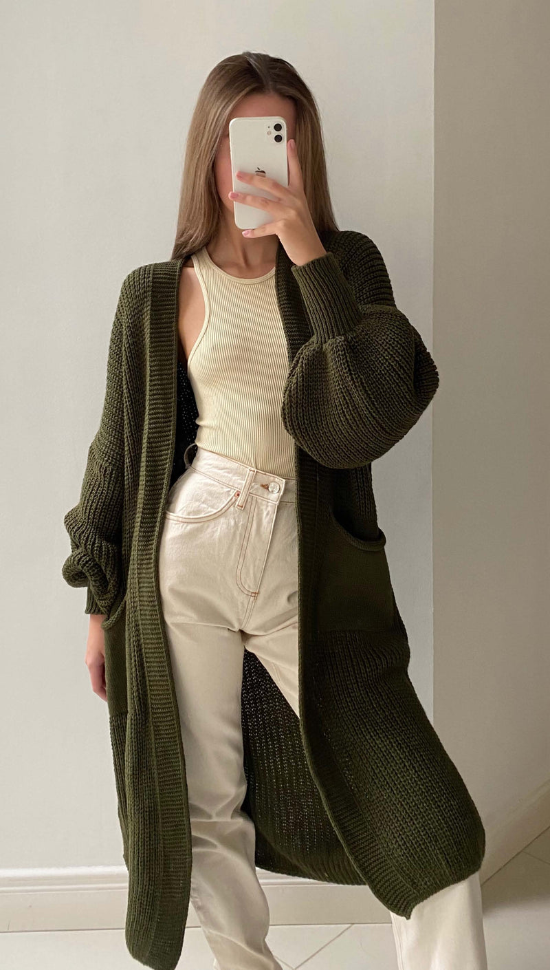 SELMA BELL SLEEVE CARDIGAN - KHAKI