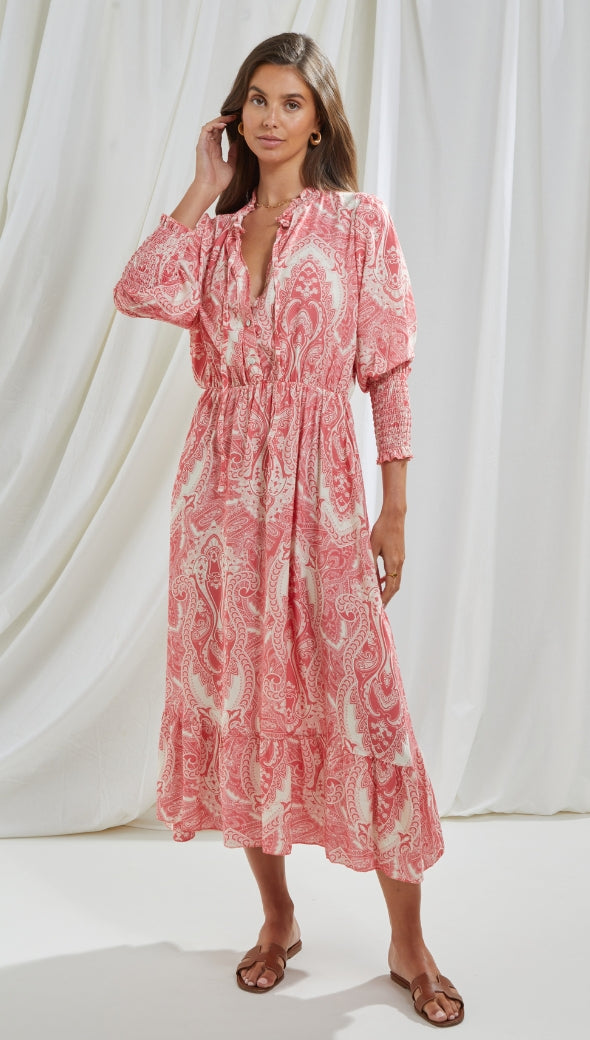 IRENE DRESS - CORAL PRINT