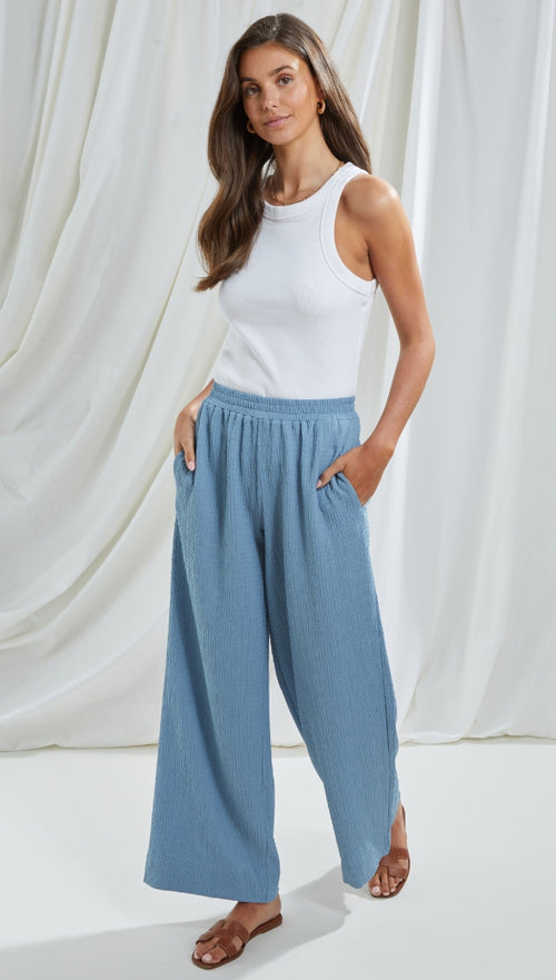 TAMARA WIDE LEG TROUSERS - BLUE