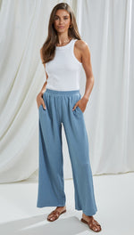 TAMARA WIDE LEG TROUSERS - BLUE