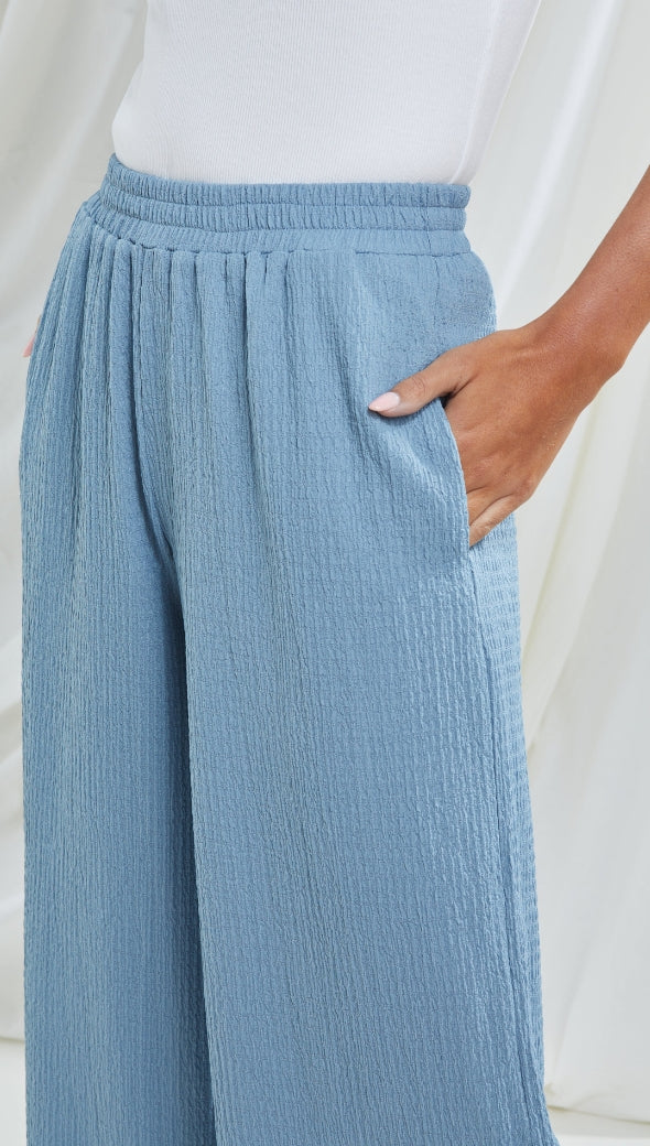 TAMARA WIDE LEG TROUSERS - BLUE