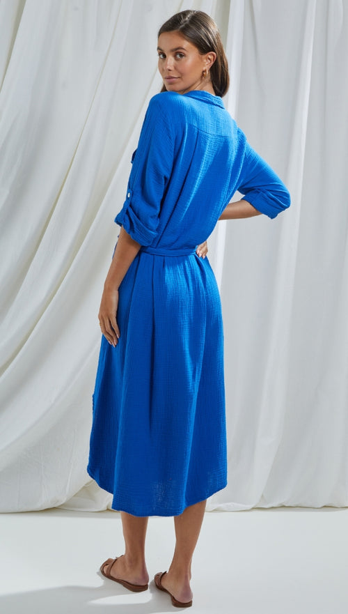 CASSIS SHIRT DRESS - KLEIN BLUE