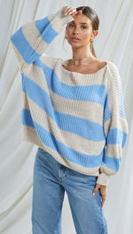CARMEN SWEATER - BEIGE/LIGHT BLUE