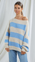 CARMEN SWEATER - BEIGE/LIGHT BLUE