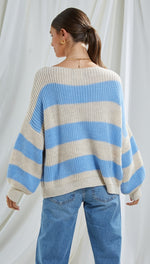 CARMEN SWEATER - BEIGE/LIGHT BLUE