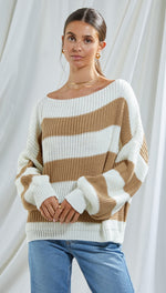 CARMEN SWEATER - WHITE/CAMEL