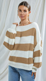 CARMEN SWEATER - WHITE/CAMEL