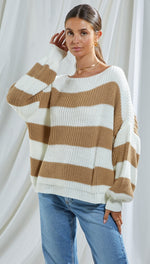 CARMEN SWEATER - WHITE/CAMEL