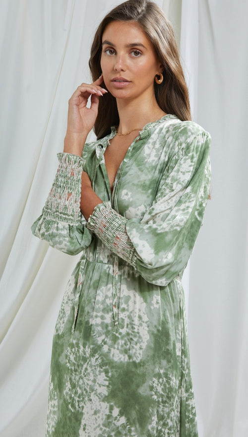 IRENE DRESS - GREEN PRINT