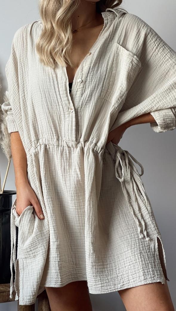 CAMILLE DRESS - PUTTY