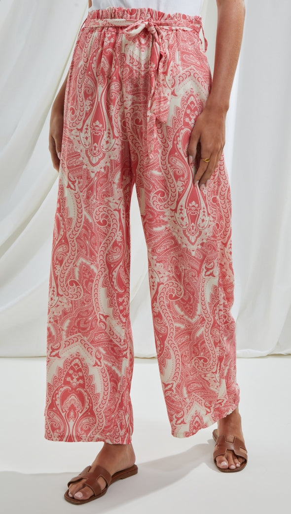 CLEO TROUSER - CORAL PRINT