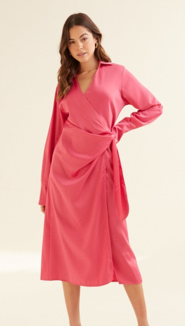 DANI SATIN DRESS - FUCHSIA