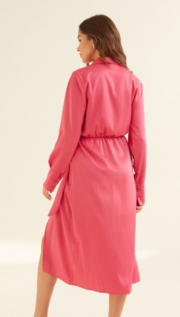 DANI SATIN DRESS - FUCHSIA
