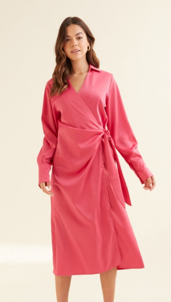 DANI SATIN DRESS - FUCHSIA