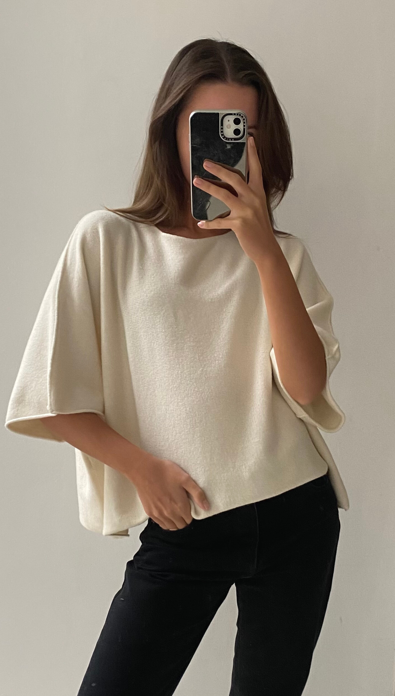 ANA KNITTED TOP - PUTTY
