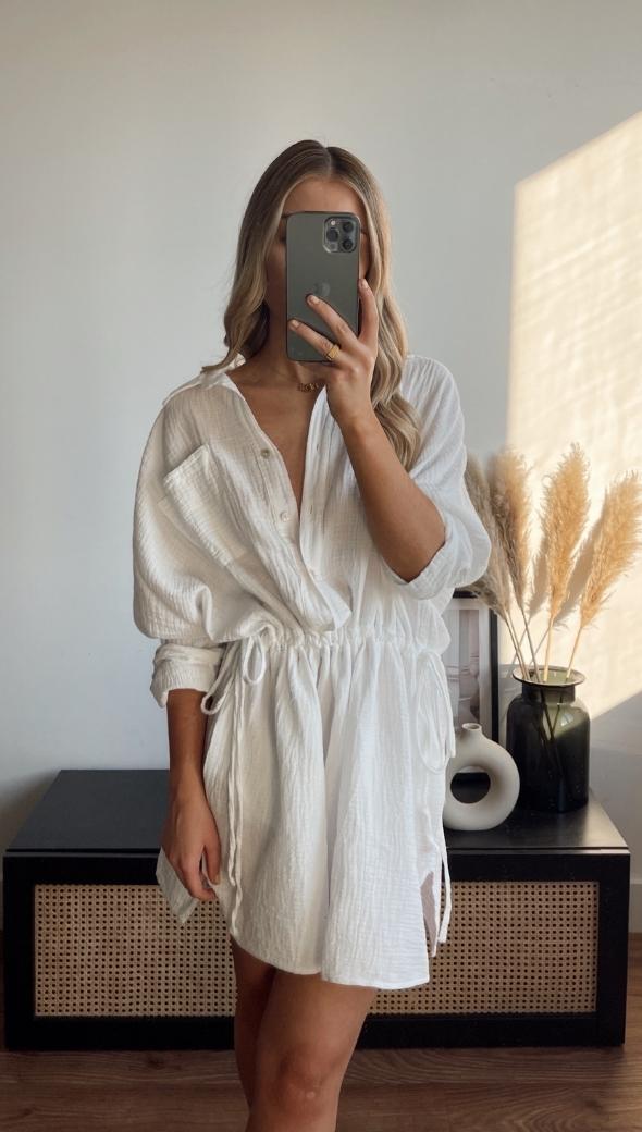 Camille Cotton Gauze Dress - White