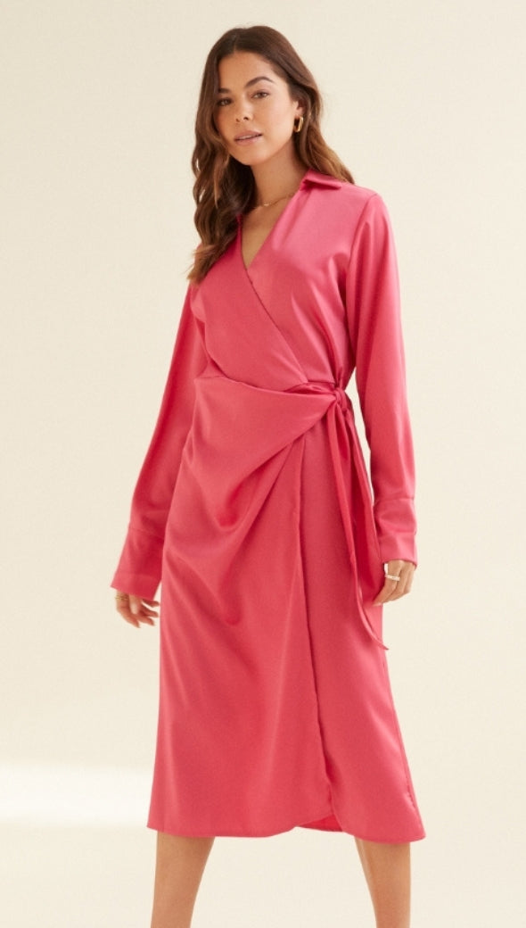 DANI SATIN DRESS - FUCHSIA