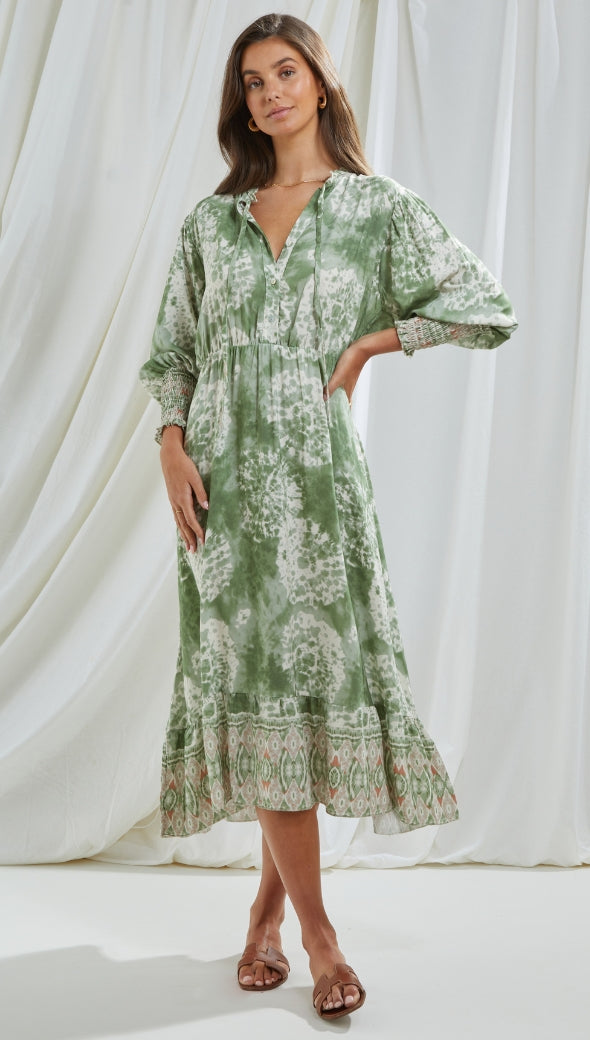 IRENE DRESS - GREEN PRINT