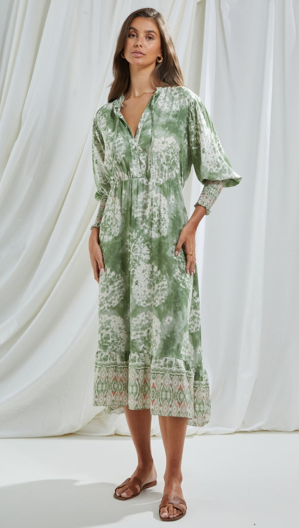 IRENE DRESS - GREEN PRINT