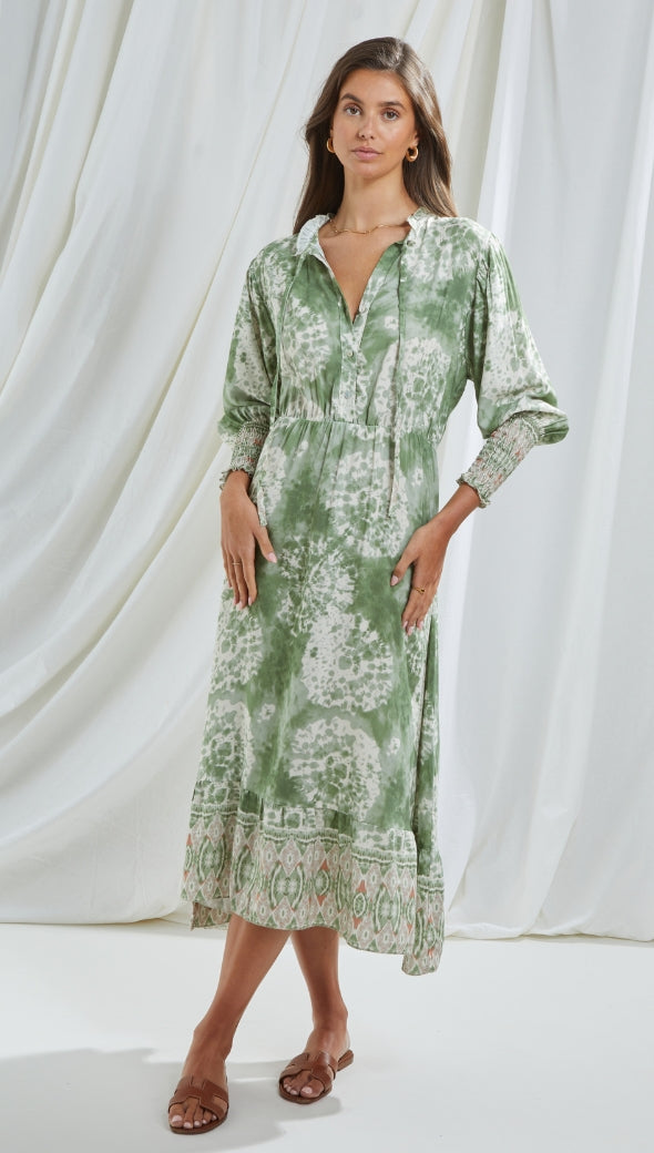 IRENE DRESS - GREEN PRINT