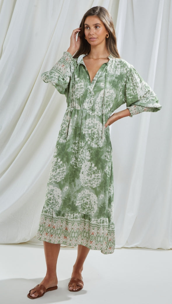 IRENE DRESS - GREEN PRINT